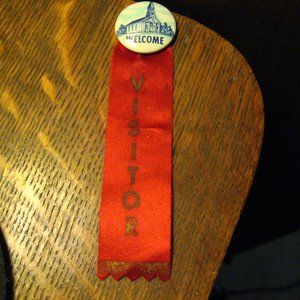 ✝️ Church Welcome Visitor Antique Vintage Lapel Button